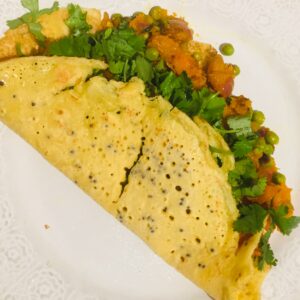 sweet potato and pea dosa recipe by Wellbeing and Nutrition