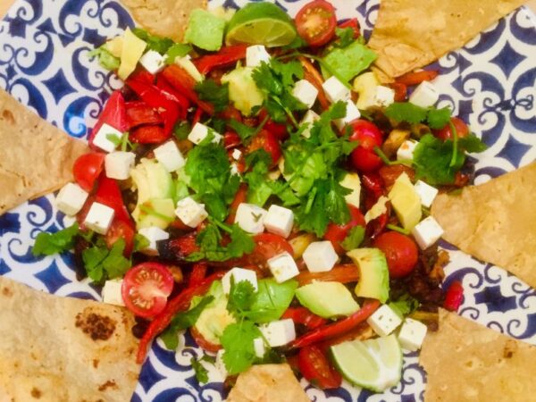 Vibrant and healthy veggie nachos